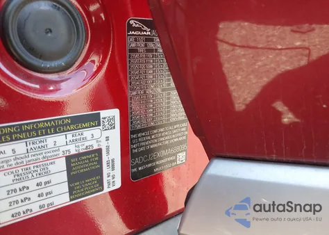 2021 Jaguar F-Pace S P250 Awd Automatic z USA, uszkodzony, nr VIN SADCJ2EX0MA688095